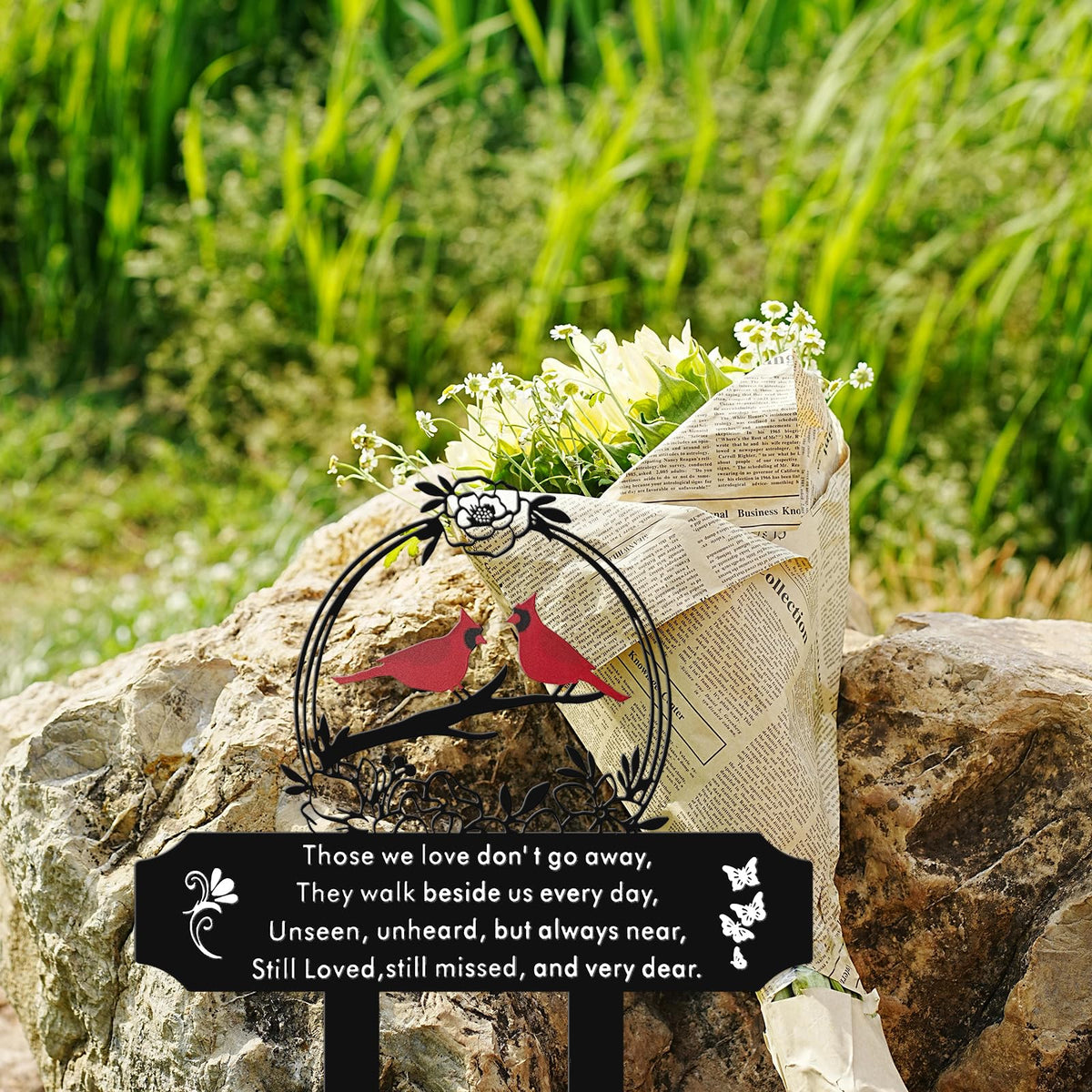 Generic Yard Memorial Stake blends with landscaping for a respectful tribute.