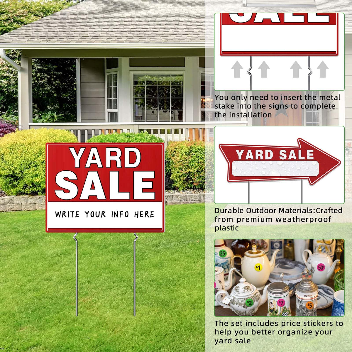 Generic yard sale pricing labels deliver versatile self-adhesive price options.