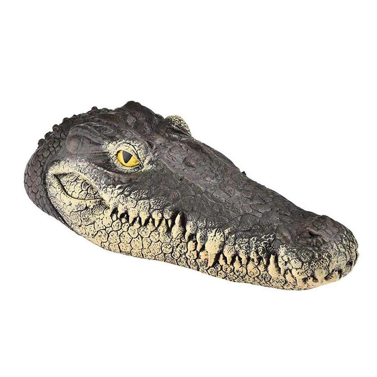 Geniff Floating Gator Head in pond deters pests with lifelike realism.