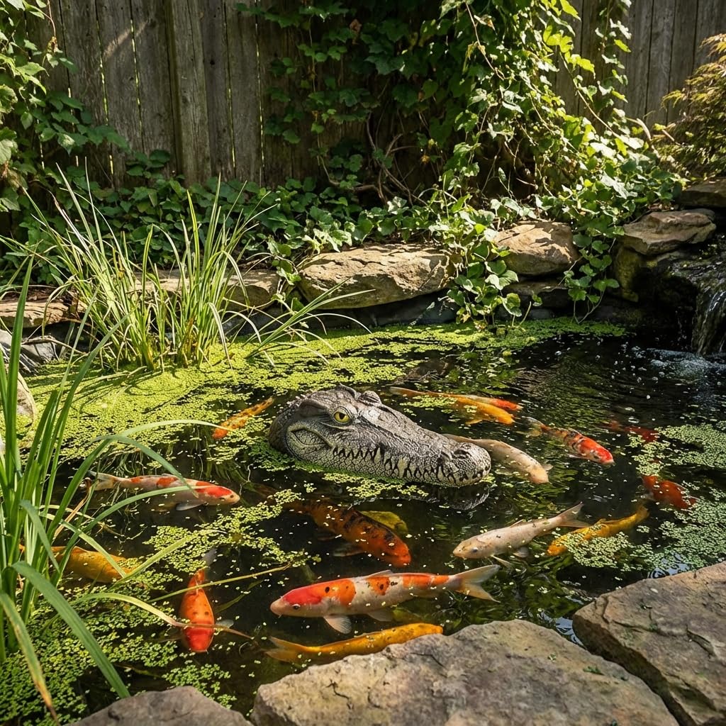 Geniff Floating Gator Head adds playful wildlife charm to yards.