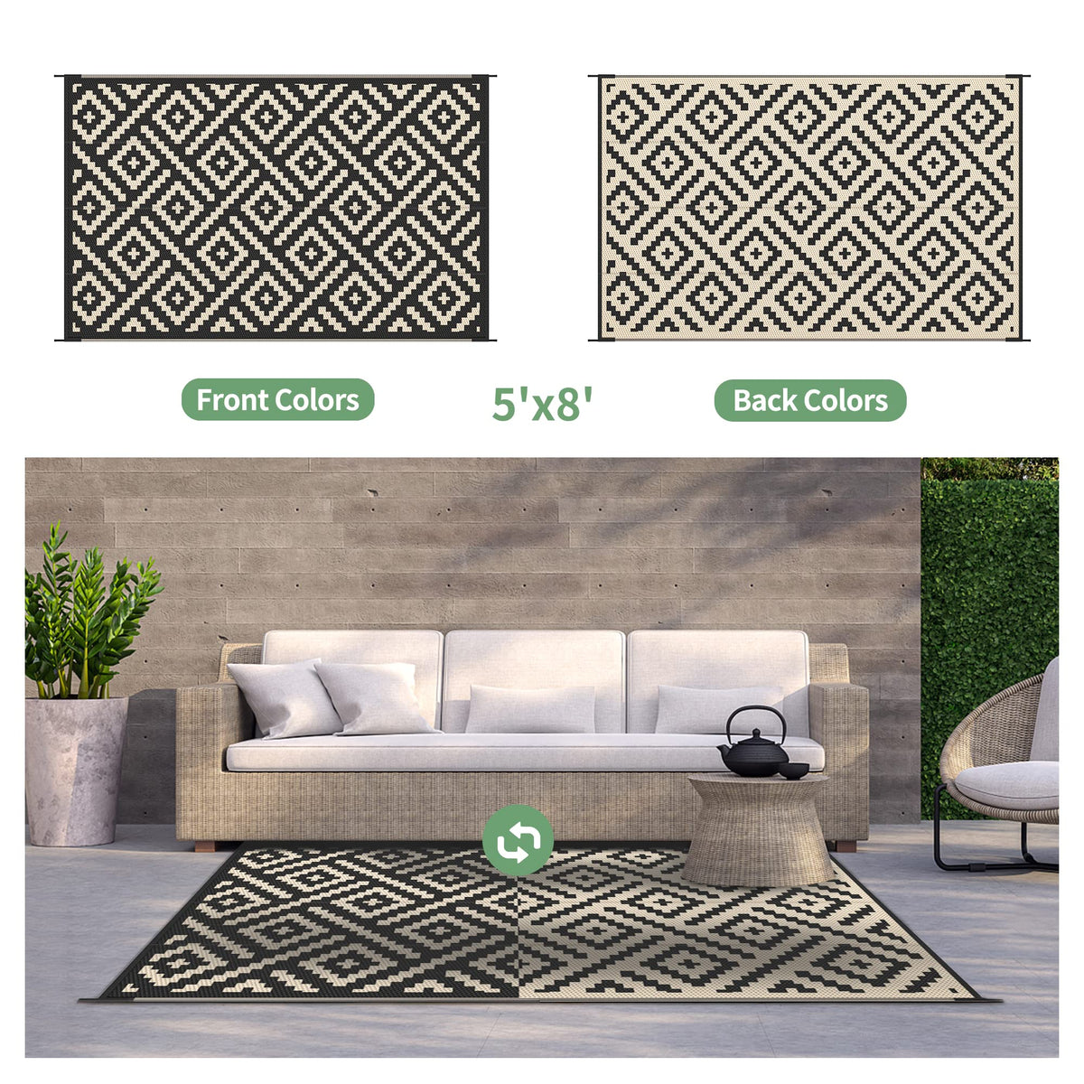GENIMO eco-friendly OEKO-TEX polypropylene outdoor rug.