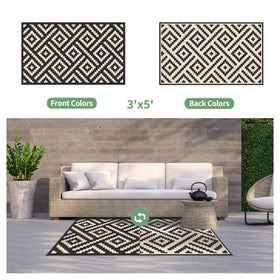 GENIMO outdoor rug 3x5 reversible patterns highlighted for dual-surface use and style