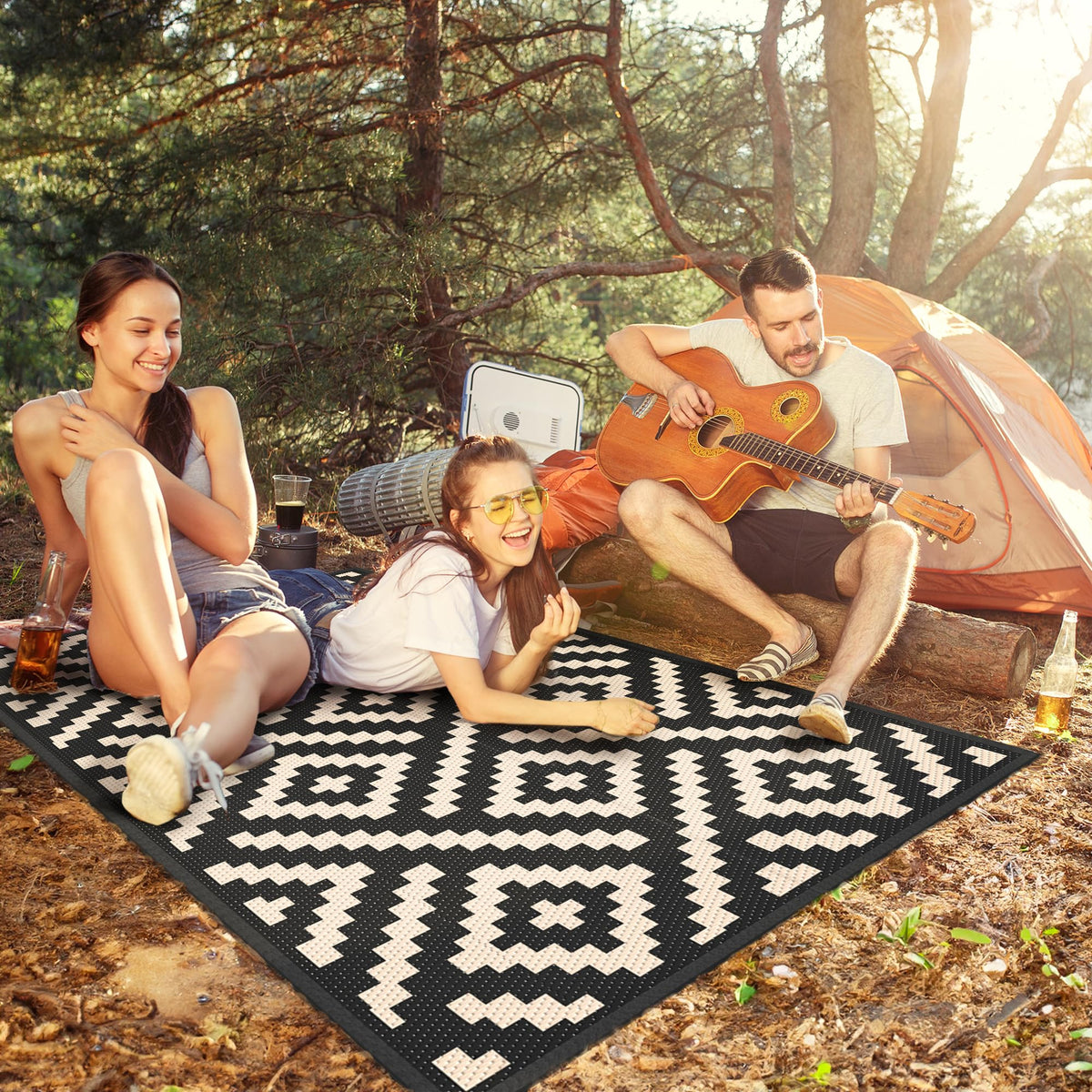 GENIMO 3x5 rug stain-resistant surface enables easy cleanup after meals outside