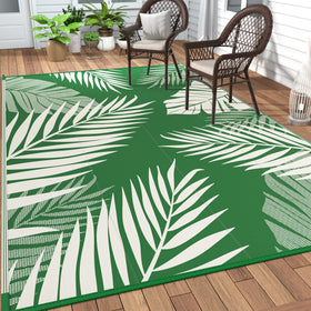 Genimo palm-leaf double-sided outdoor rug for versatile outdoor decor