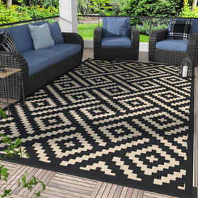 GENIMO outdoor rug 6x9 with reversible patterns for versatile patio styling.