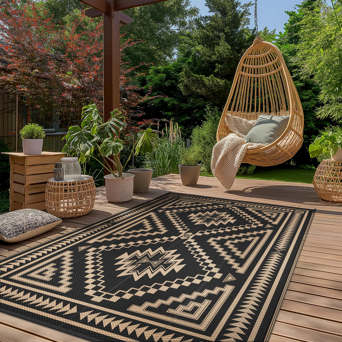 GENIMO 6x9 outdoor rug two-side pattern adds versatile style