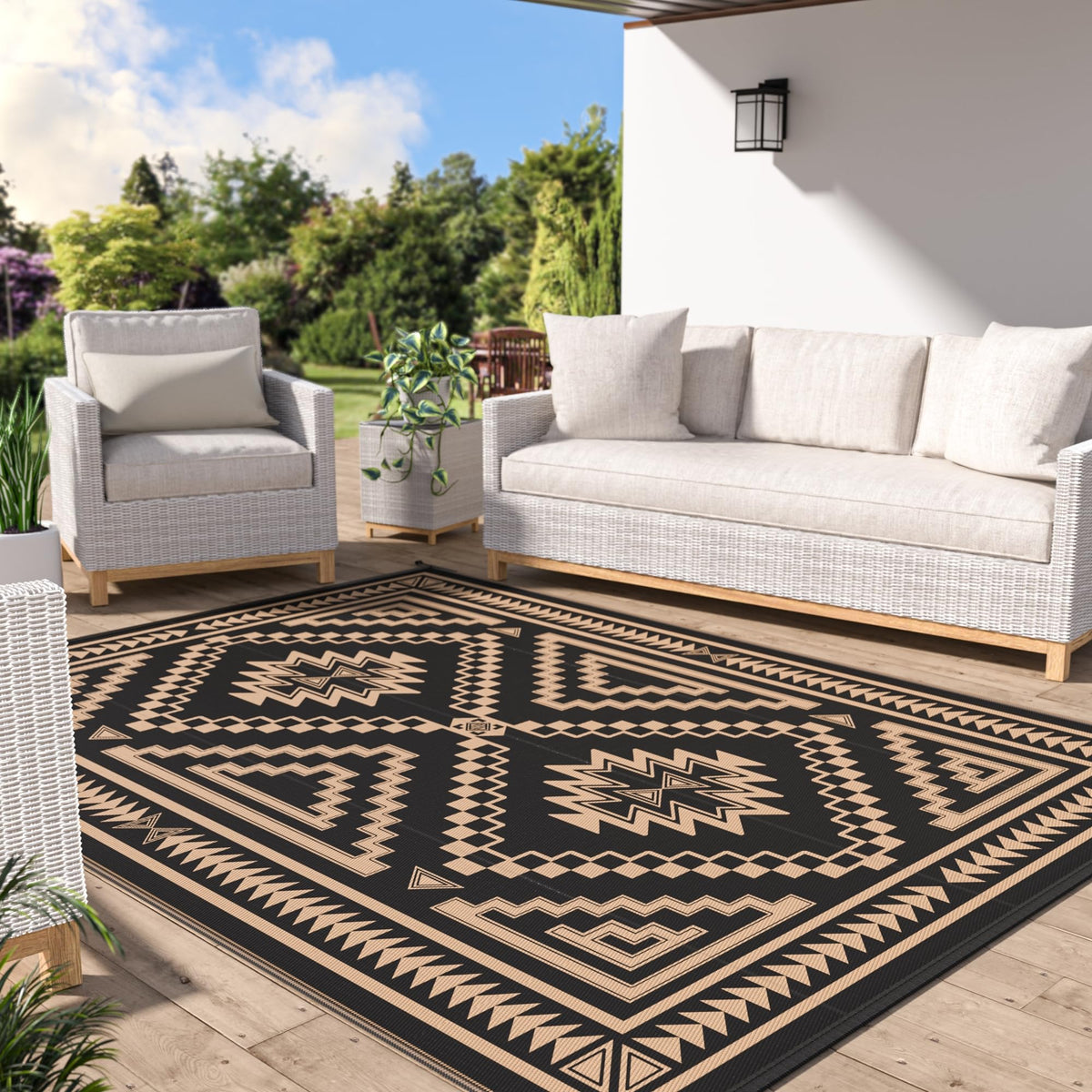 GENOMO 6x9 outdoor rug unroll-ready for instant patio setup