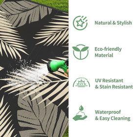 GENIMO rug comes with carry bag and stakes for secure outdoor setup on the go.