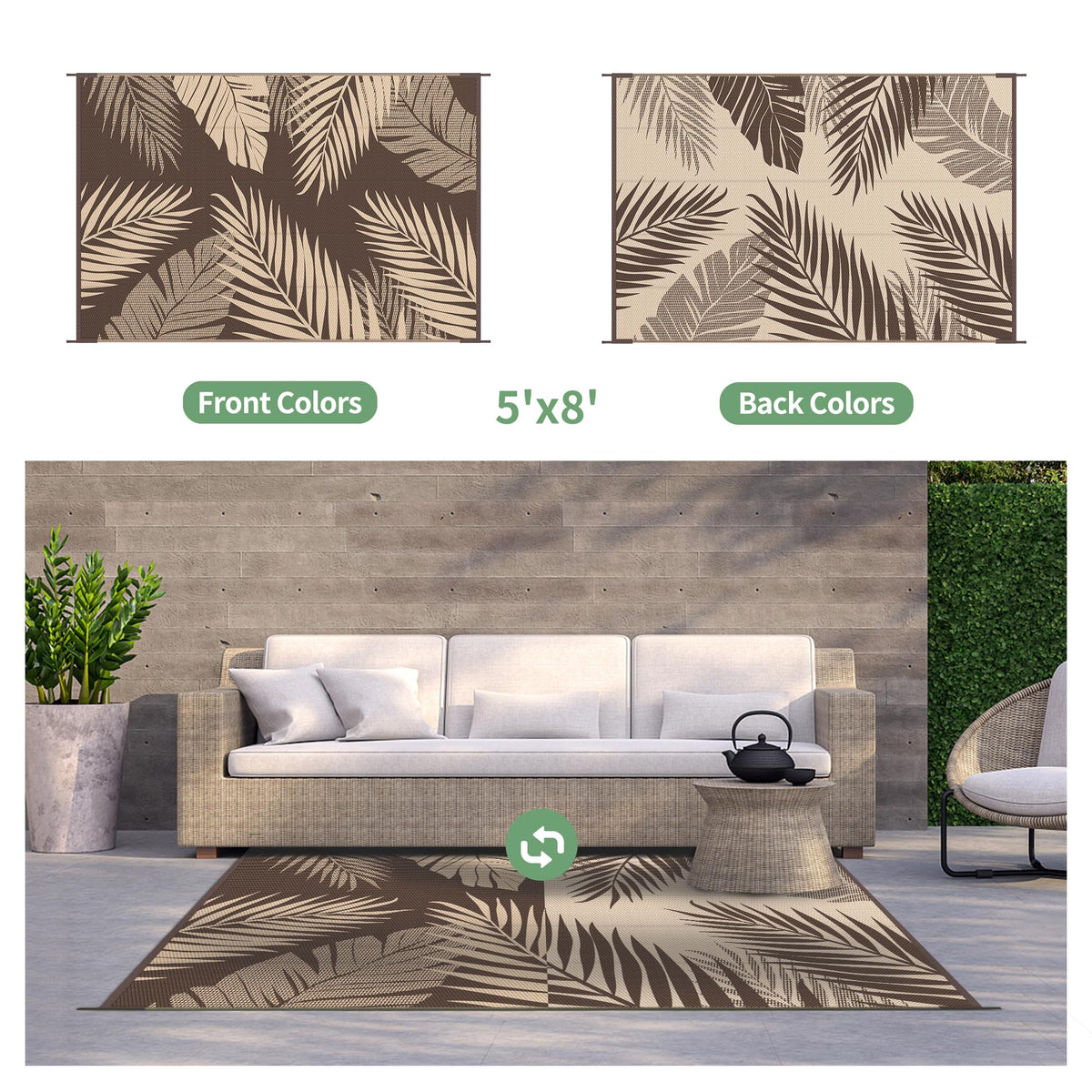 GENIMO outdoor rug double-sided design for versatile styling.