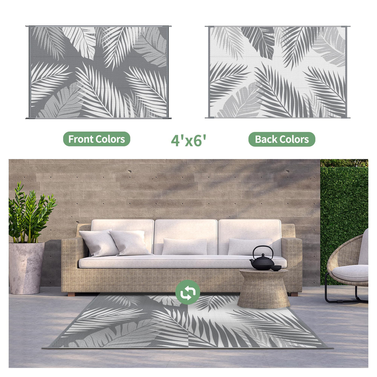 GENIMO outdoor rug double-sided pattern for versatile styling