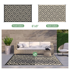 GENIMO outdoor rug drains rainwater quickly on wet patios.