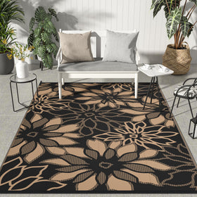 GENIMO outdoor rug with flower-design reversible for flexible patio styling.