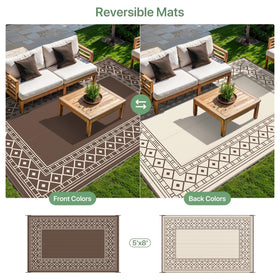 GENIMO rug includes four stakes to secure it in windy outdoor spaces.