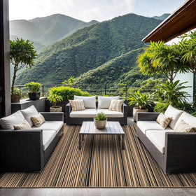 GENIMO outdoor rug grid-back design aids drainage and grip.
