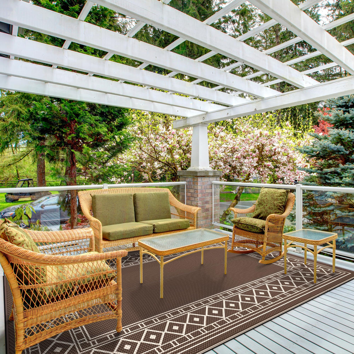 GENIMO rug complements porch and patio setups for inviting outdoor spaces.