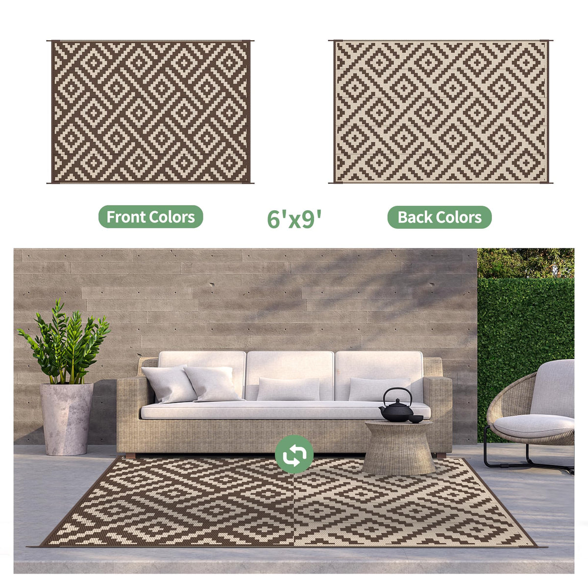 GENIMO rug showing two patterns for quick side swaps to refresh looks.