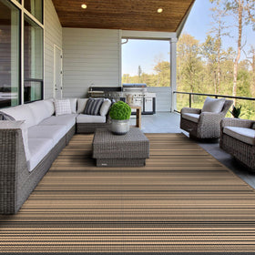 GENIMO outdoor rug showing waterproof coating for rain-ready areas.