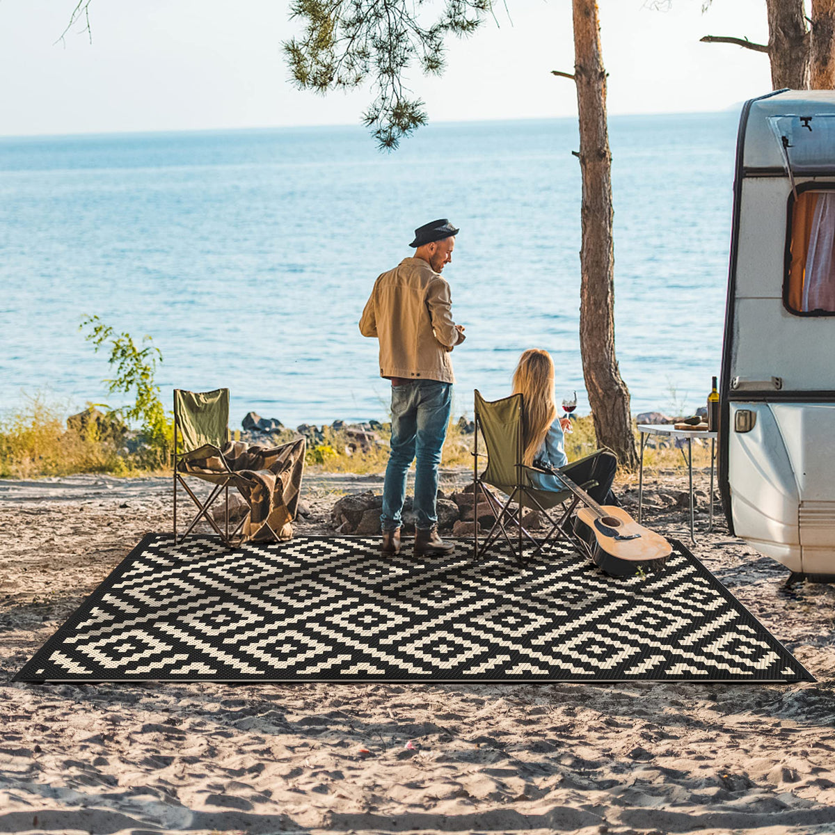 GENIMO waterproof rug with skid-resistant backing for safe deck use.