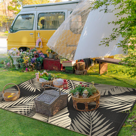 GENIMO outdoor rug waterproof and easy to clean for mess-free outdoor moments.