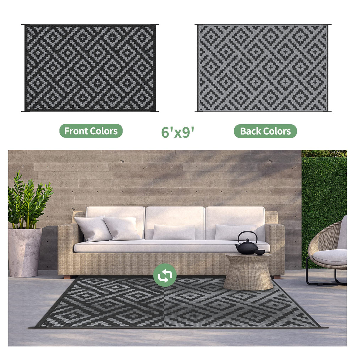 GENIMO outdoor rug waterproof mat highlights moisture resistance in wet outdoor zones