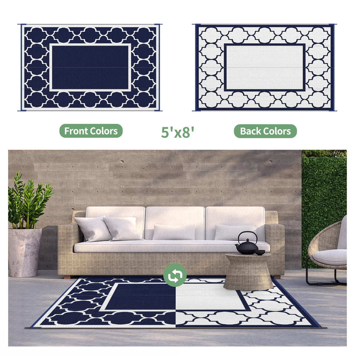 GENIMO patio decor with furniture on a deck, showcasing versatile outdoor styling.