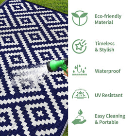 GENIMO portable rug rolls and folds with carry bag for travel.