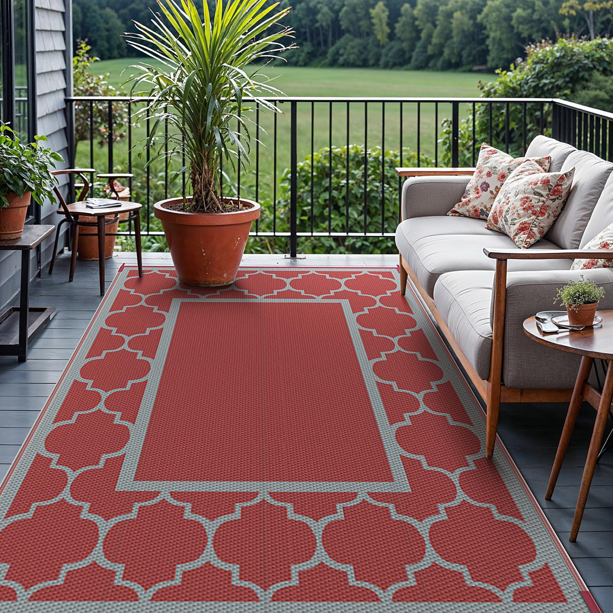 GENIMO reversible rug with two stylish sides for versatile outdoor décor.