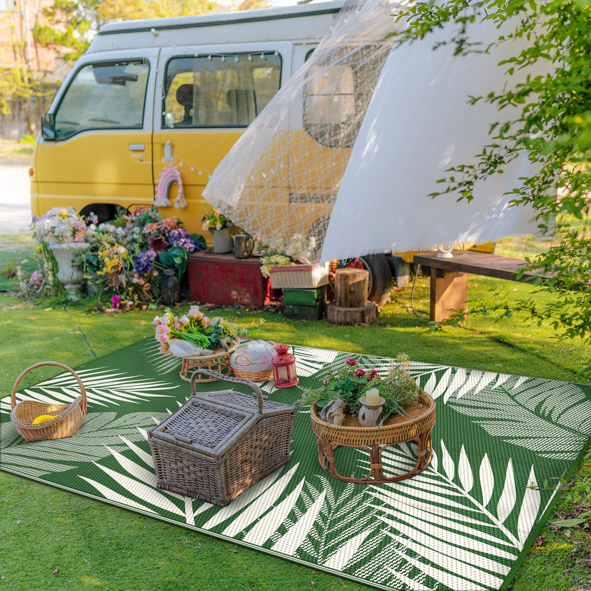 Genimo lightweight RV camping rug folds compactly for travel