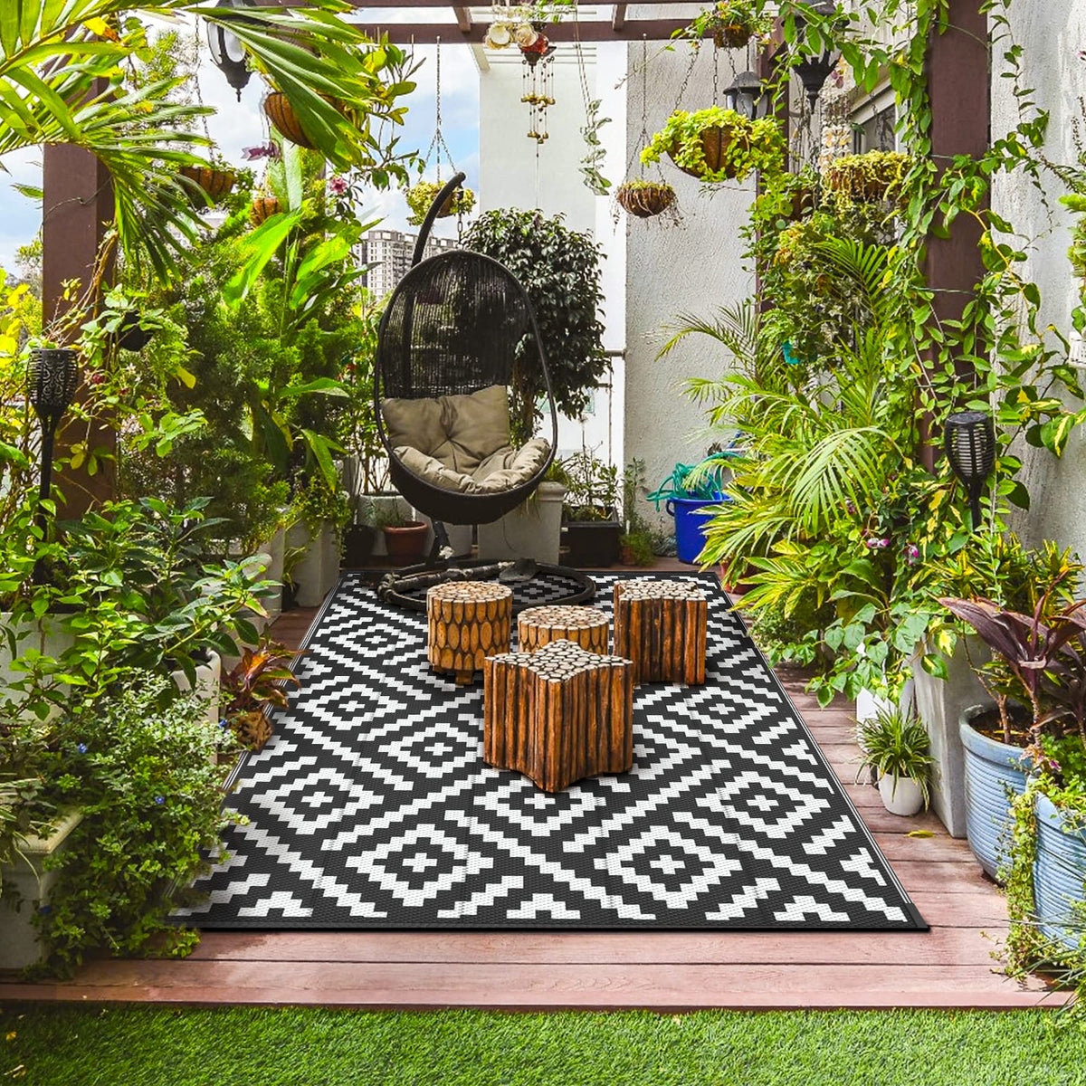GENIMO rv mat outdoor accessory for porch and deck, easy to clean