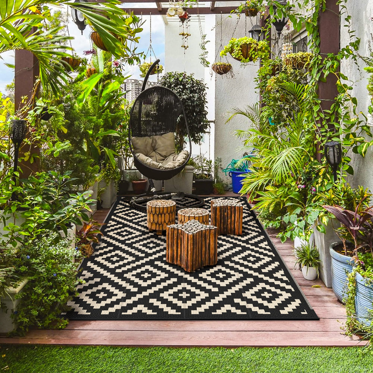 GENIMO RV mat for outdoor use on patios and campsites.