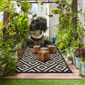 GENIMO RV mat for outdoor use on patios and campsites.