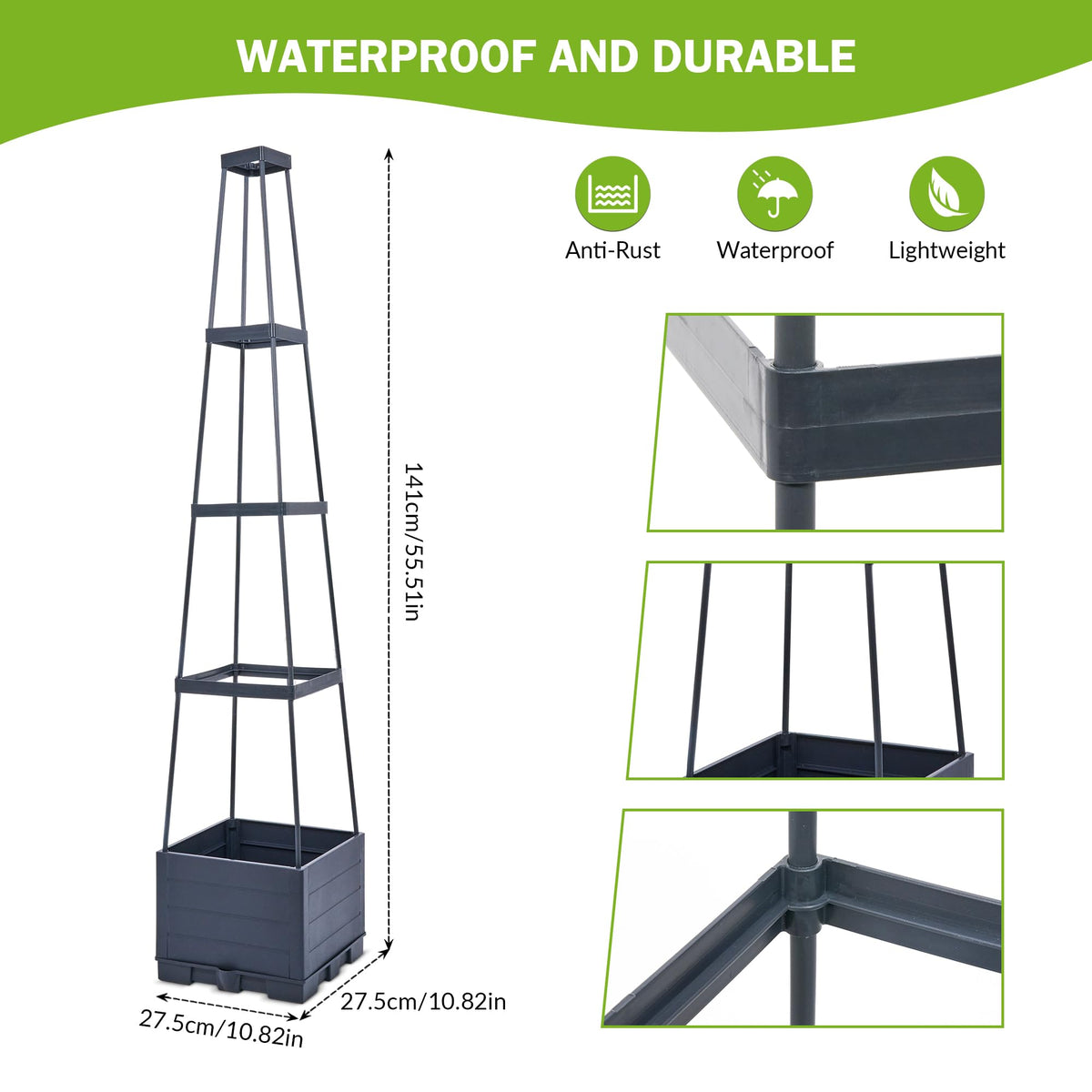 GENMOUS tomato planter box cage with 56-inch support for climbing plants