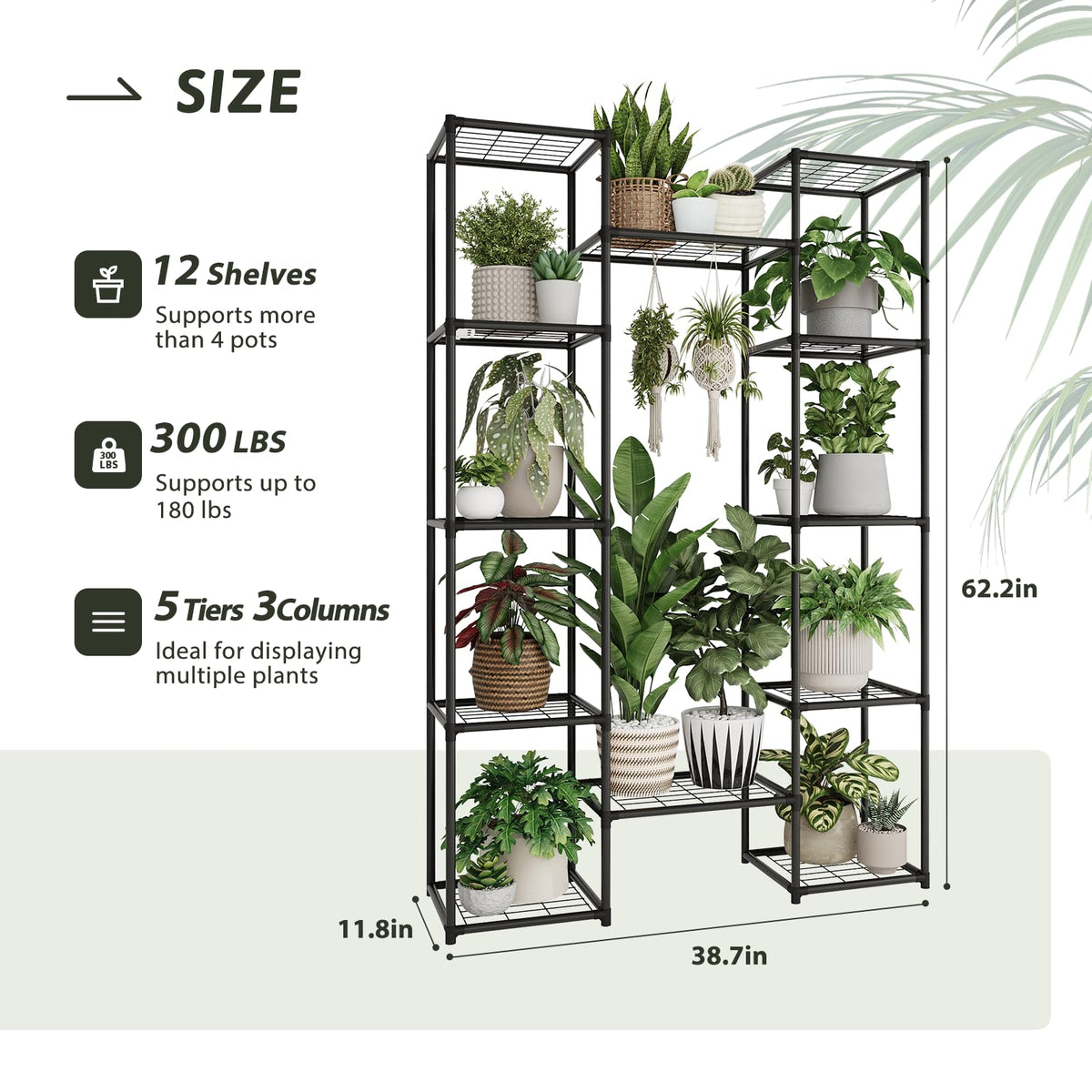 GENTINGBRO 12-pot configuration highlights ventilated shelves for healthier root environments.