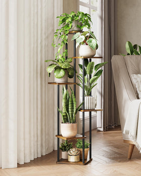 GENTINGBRO ready-to-assemble six-tier corner stand image illustrating quick setup and versatility.