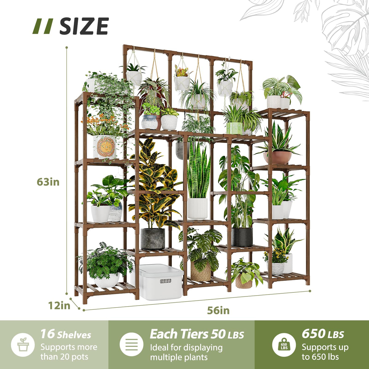 GENTINGBRO carbonized eucalyptus wood ensures sturdy support for heavier plants.