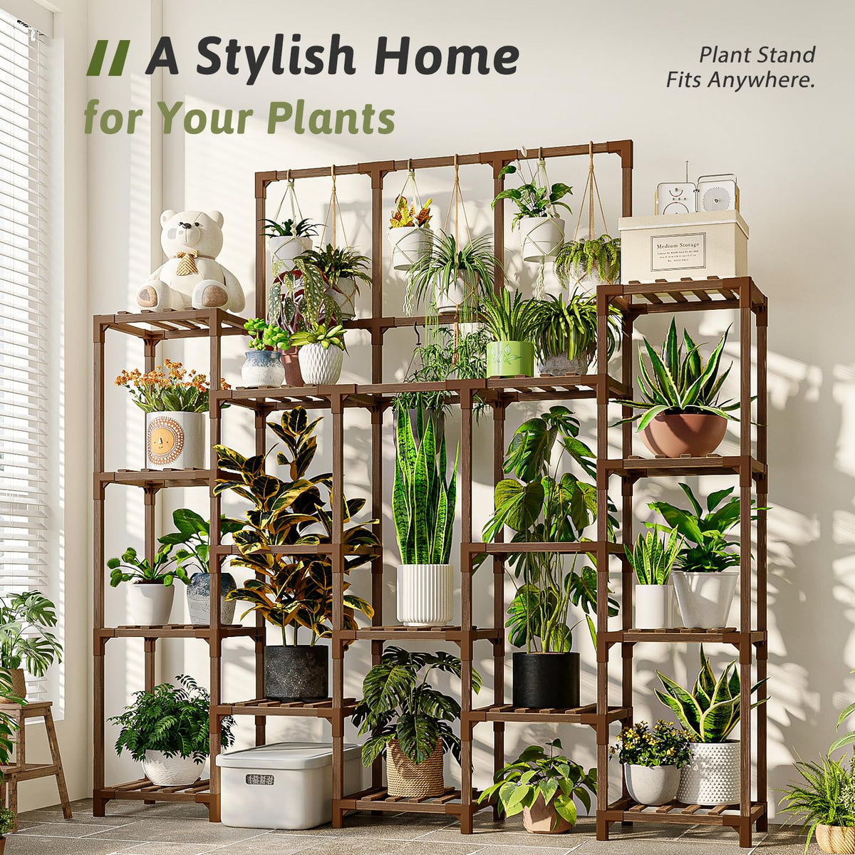 GENTINGBRO 14-tier layout keeps multiple pots neatly arranged for easy access.