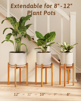 GENTINGBRO bamboo stand provides stable support for lightweight planters.