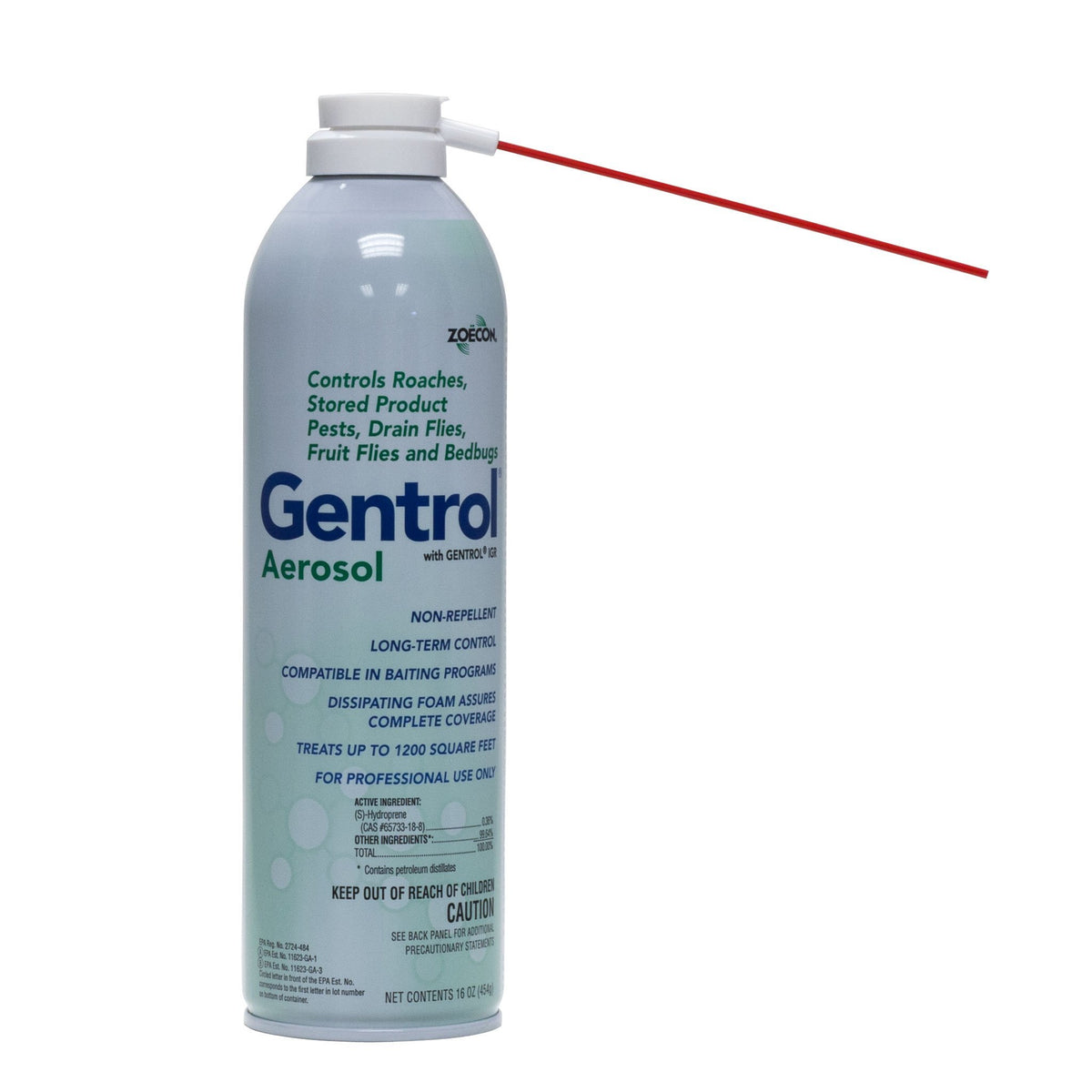 Gentrol Aerosol bottle-foam demonstrates broad surface coverage for crack-and-crevice treatment.
