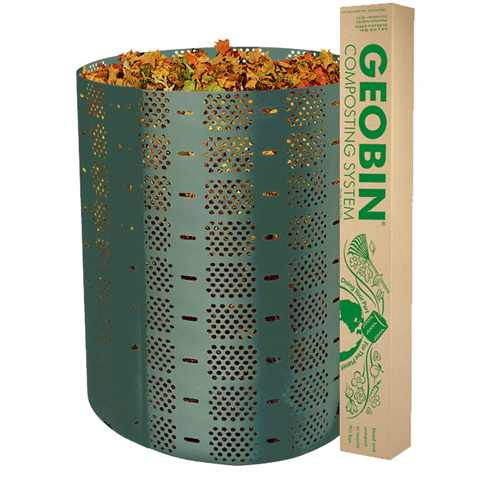 GEOBIN compost bin shows 246-gallon capacity ideal for backyard use.