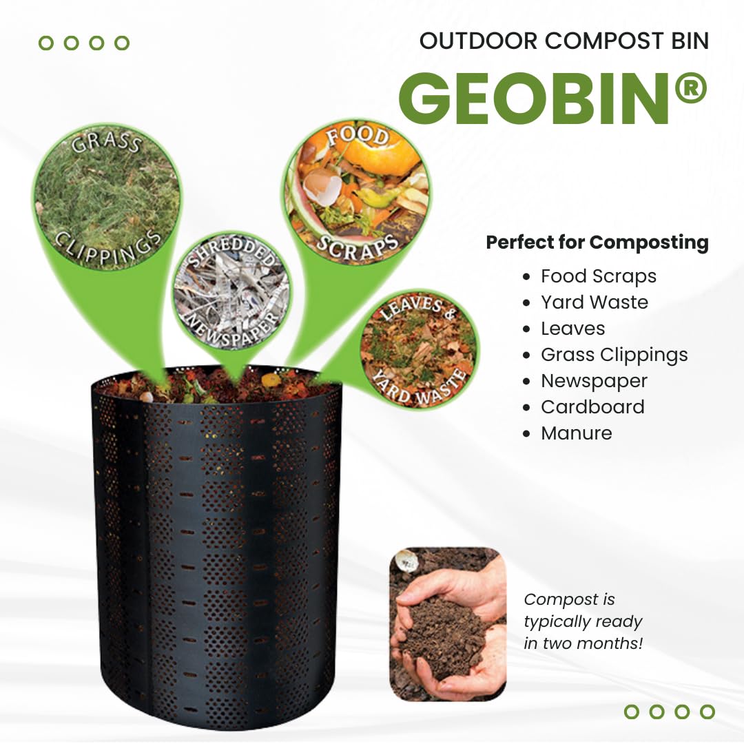 USA-made GEOBIN unit trusted for durable outdoor composting.