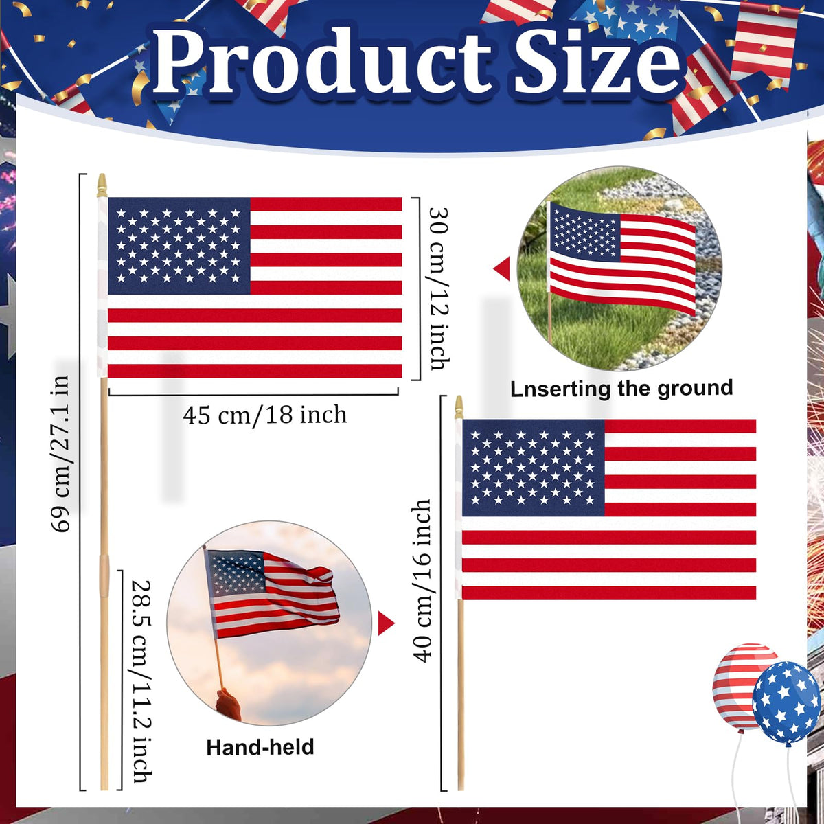 Geodurn American flag ground sleeve display 12x18, perfect for lining walkways.