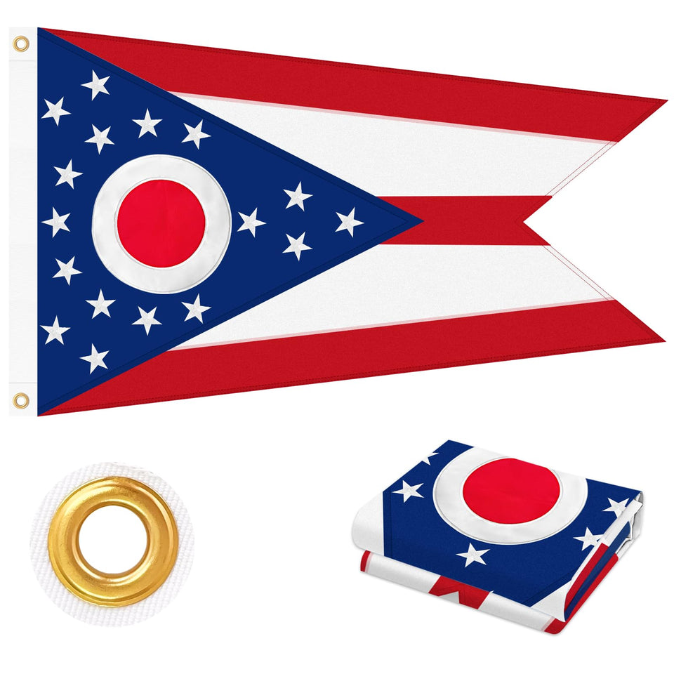 Geodurn Ohio flag 3x5 outdoor with brass grommets, durable for outdoor display.