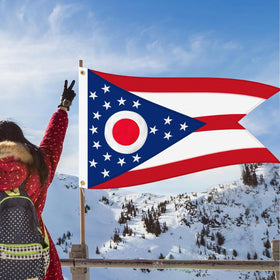 Geodurn Ohio flag with brass grommets for easy mounting.
