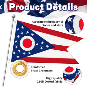Geodurn Ohio flag double-sided colors visible from any angle.