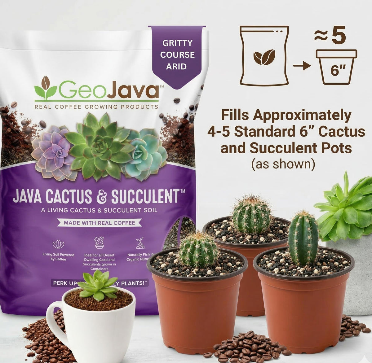 GeoJava resealable bag shown sealed, convenient for multiple uses.
