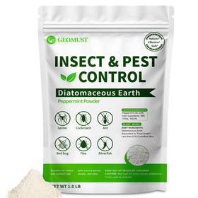 Geomust diatomaceous earth powder bottle for natural pest control indoors