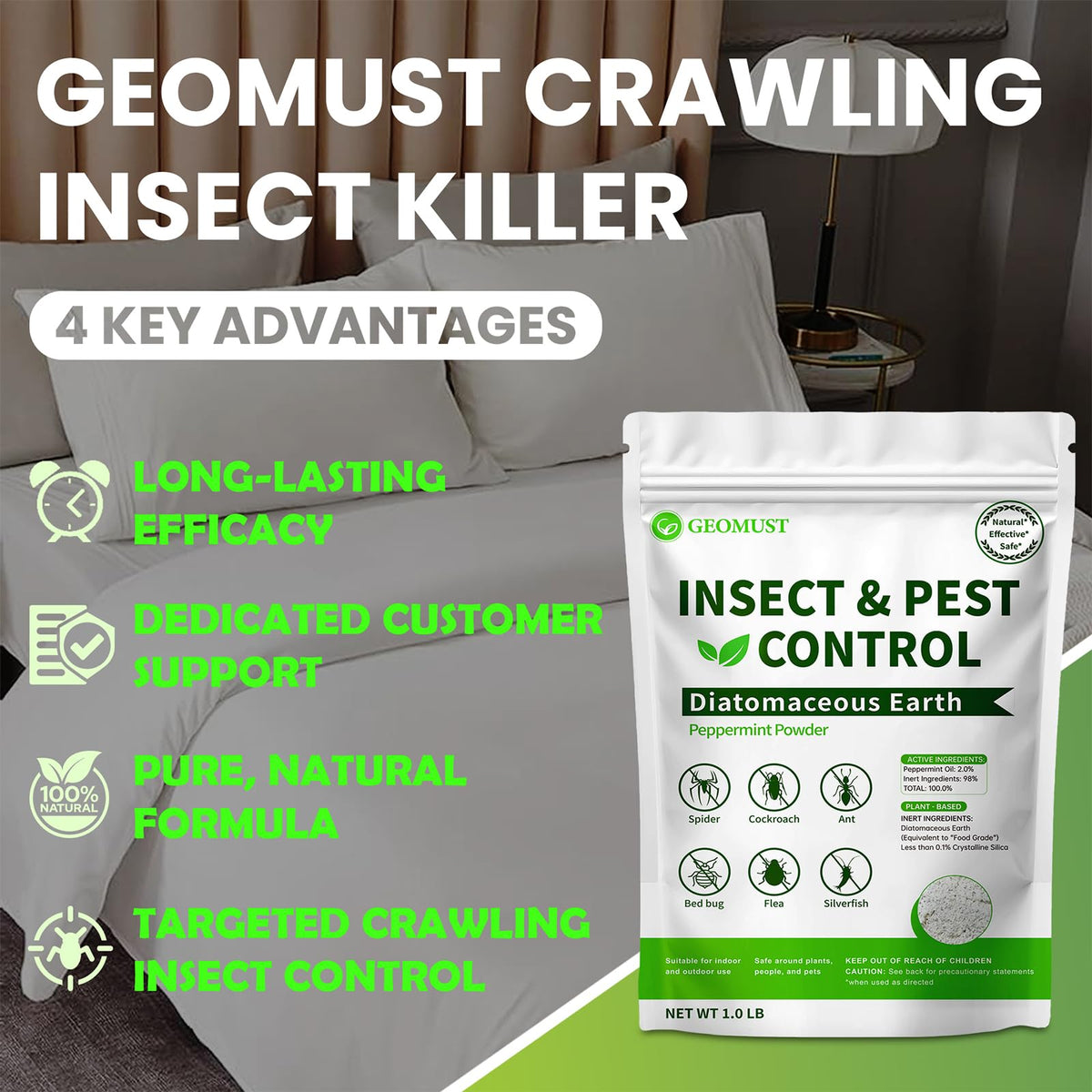 Geomust dry coverage provides long-lasting pest control effects
