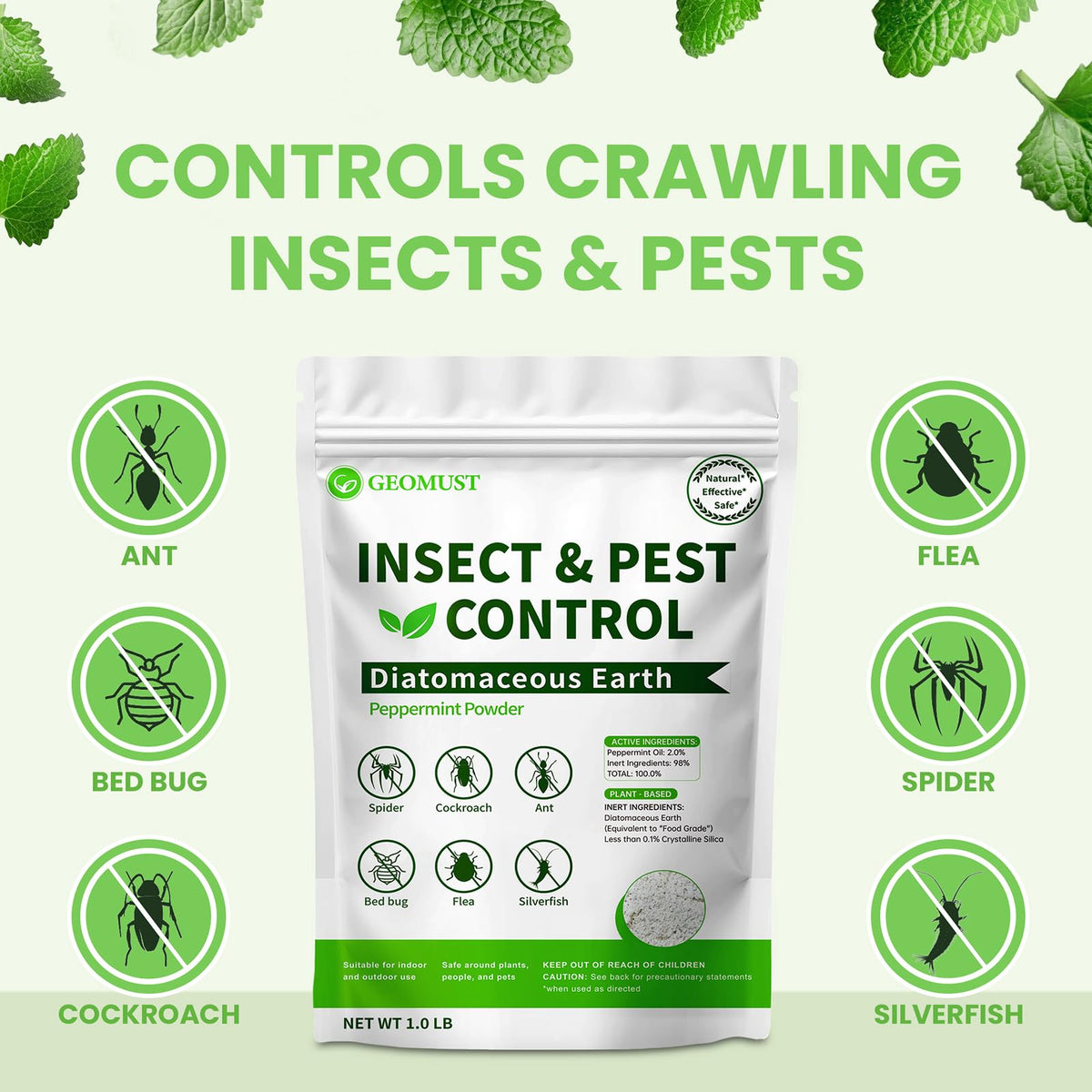 Geomust peppermint oil bottle adds a fresh scent while tackling crawling insects