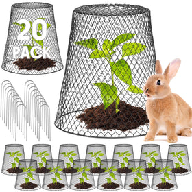 Geosar 20-pack chicken-wire cloche protects small plants from rabbits and pests.