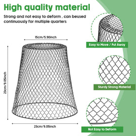 Geosar cloche dome with stakes secures garden beds against small animals.